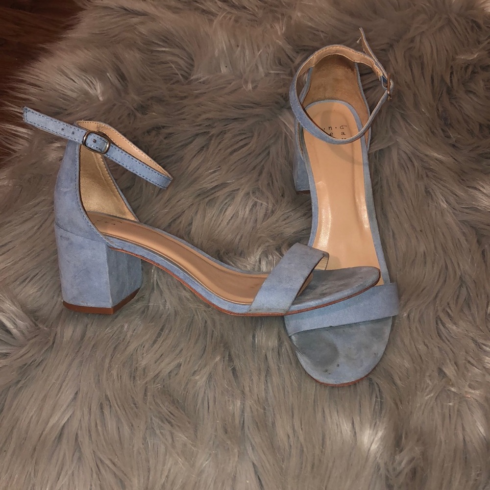 Suede Blue chunky short Heels